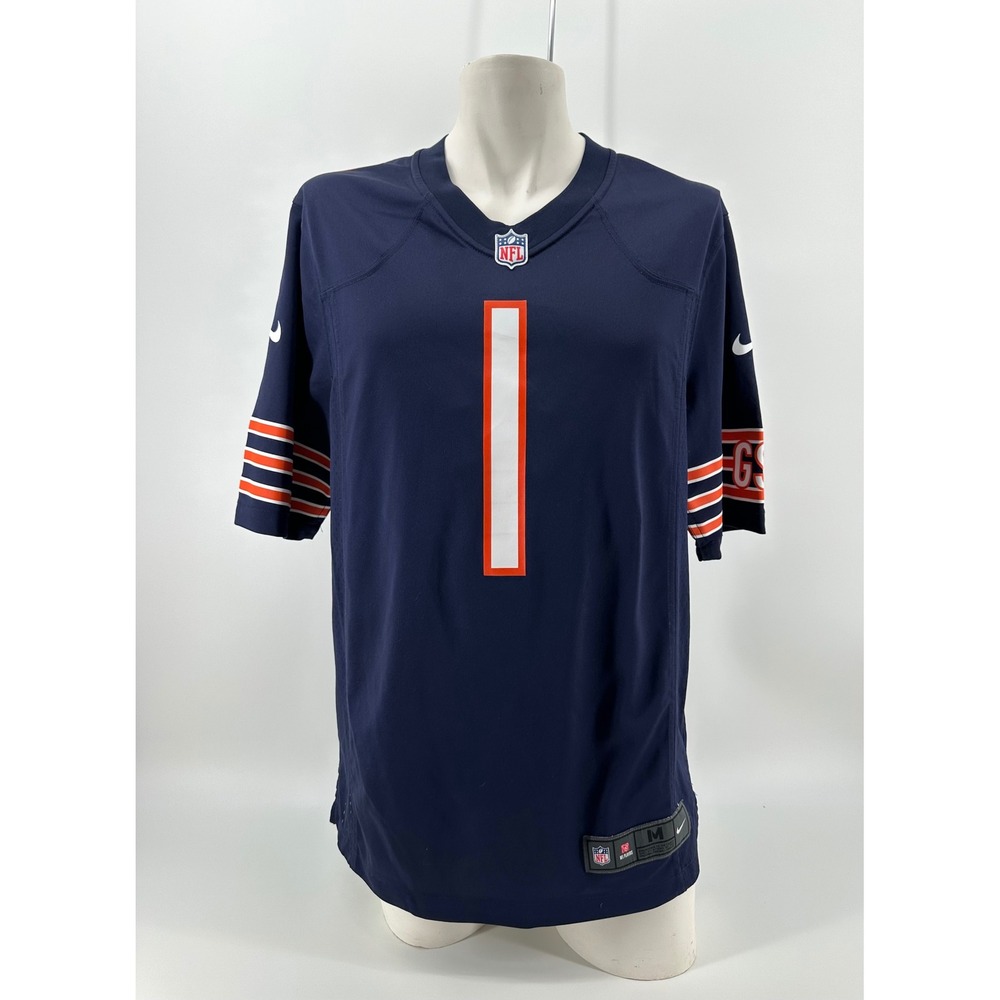 Nike NFL Chicago Bears Justin Fields 1 Jersey Mens Medium Navy Blue On Field